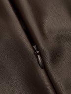 Faux Leather Ruched Waist Top with Elegant Detailing