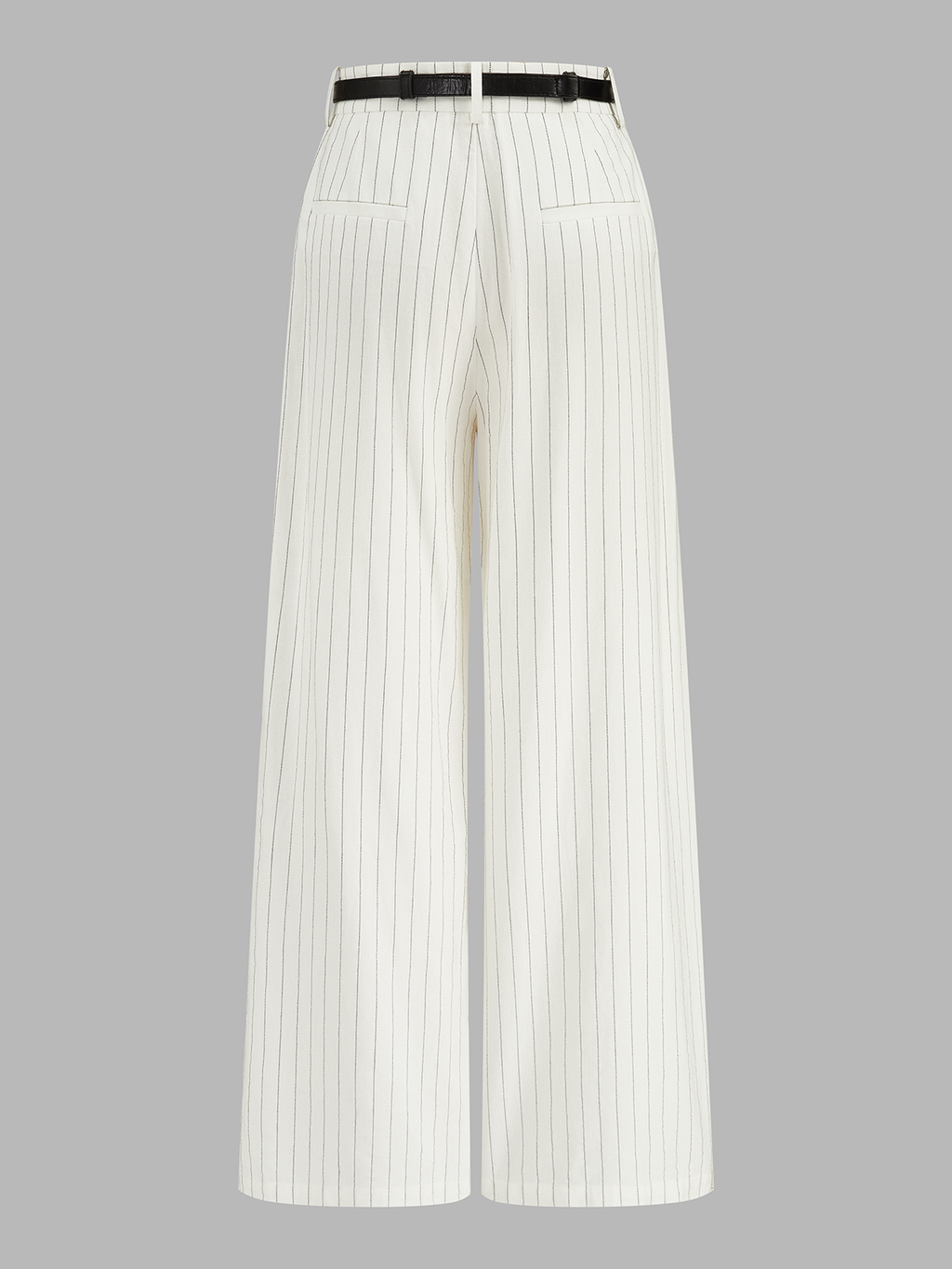 Belted Striped Cotton Linen Wide Leg Pants for Women Comfort Fit
