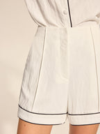 Contrast Piping Two Piece Lounge Workout Shorts Set