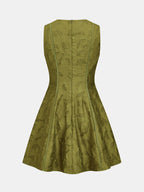 Sleeveless Jacquard Flared Mini Dress Women's Elegant Party Wear