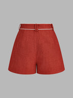 Contrast Piping Two Piece Athletic Leisure Shorts Set