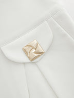 Decorative Hardware Mid Waist Straight Pants for Women Office Wear