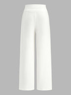 Decorative Hardware Mid Waist Straight Pants for Women Office Wear