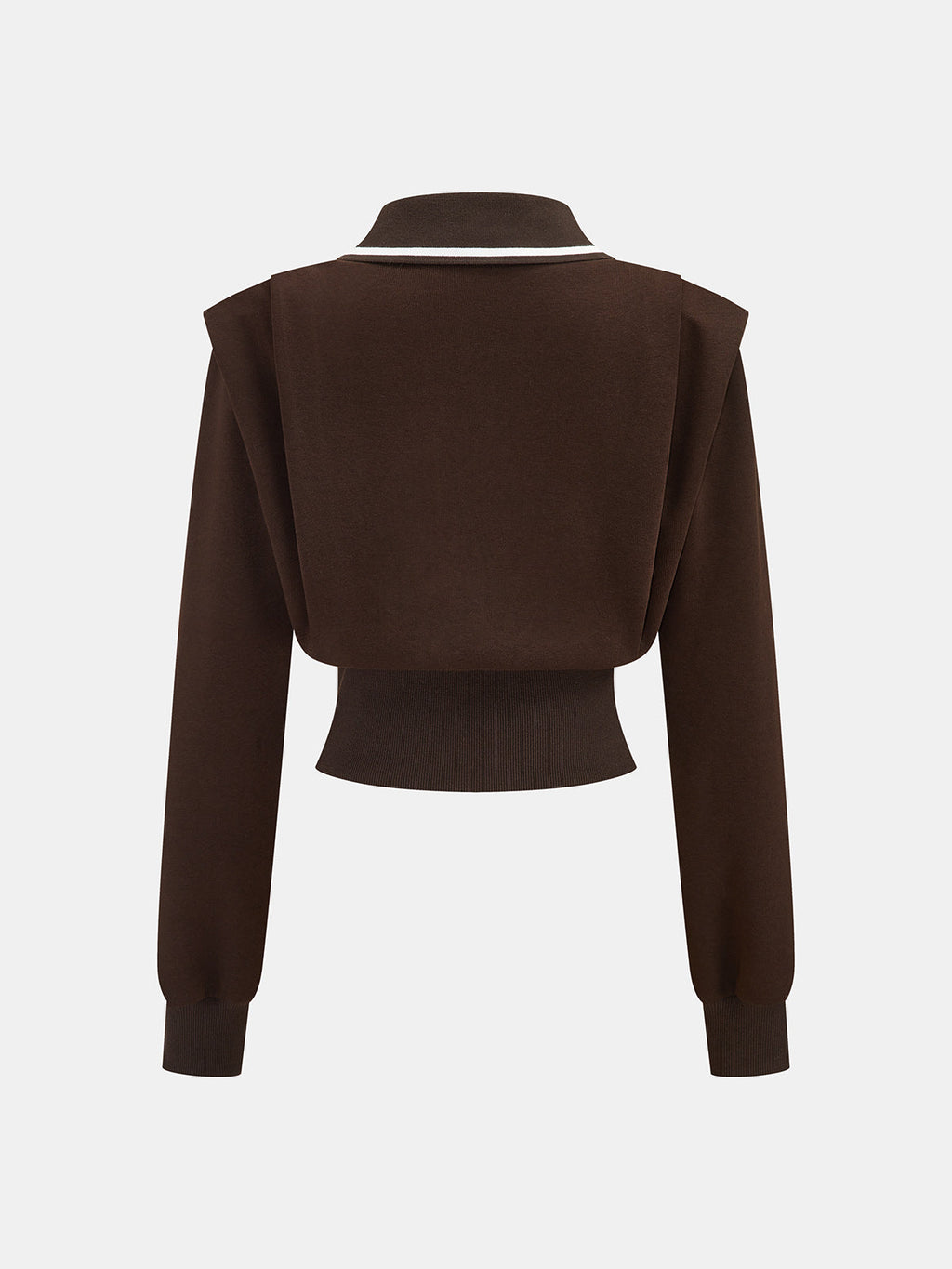 Contrast Trim Polo Cropped Sweatshirt for Women Casual Comfort