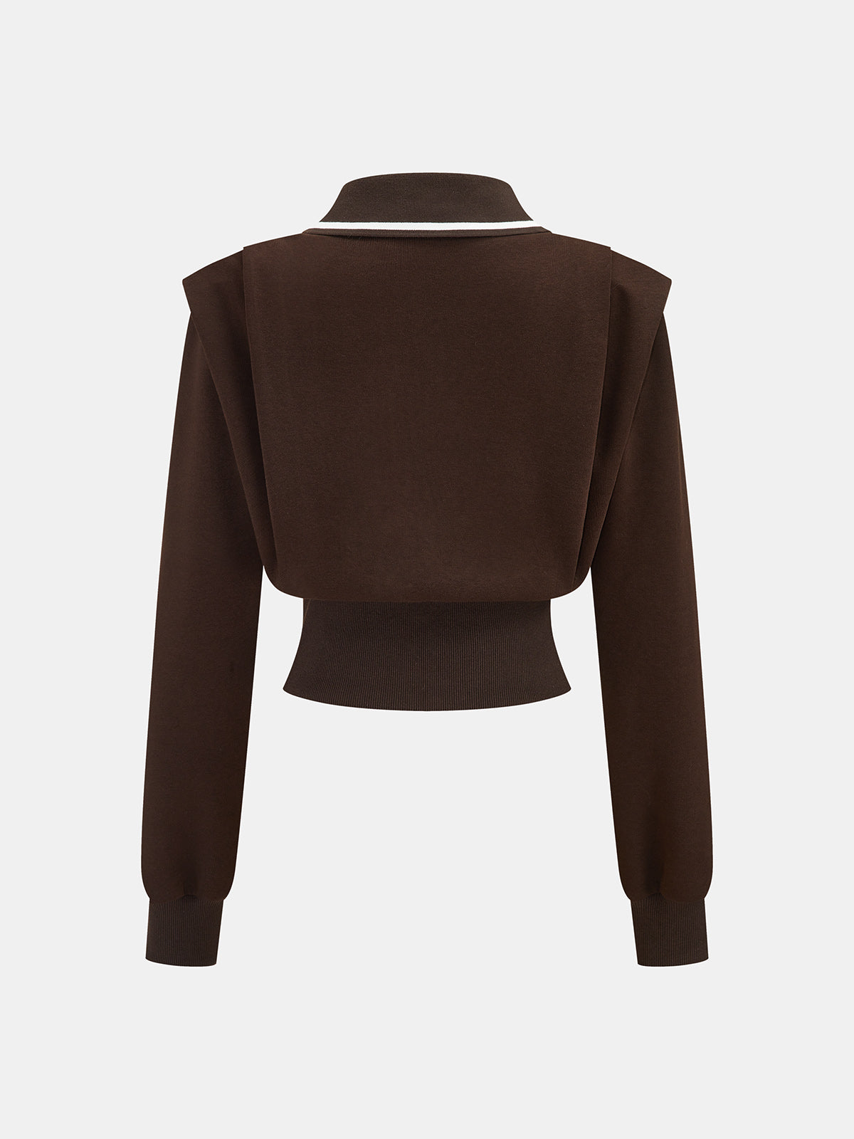 Contrast Trim Polo Cropped Sweatshirt for Women Casual Comfort