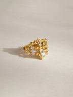 Star Cubic Zirconia Open Ring Adjustable Silver Elegant Jewelry