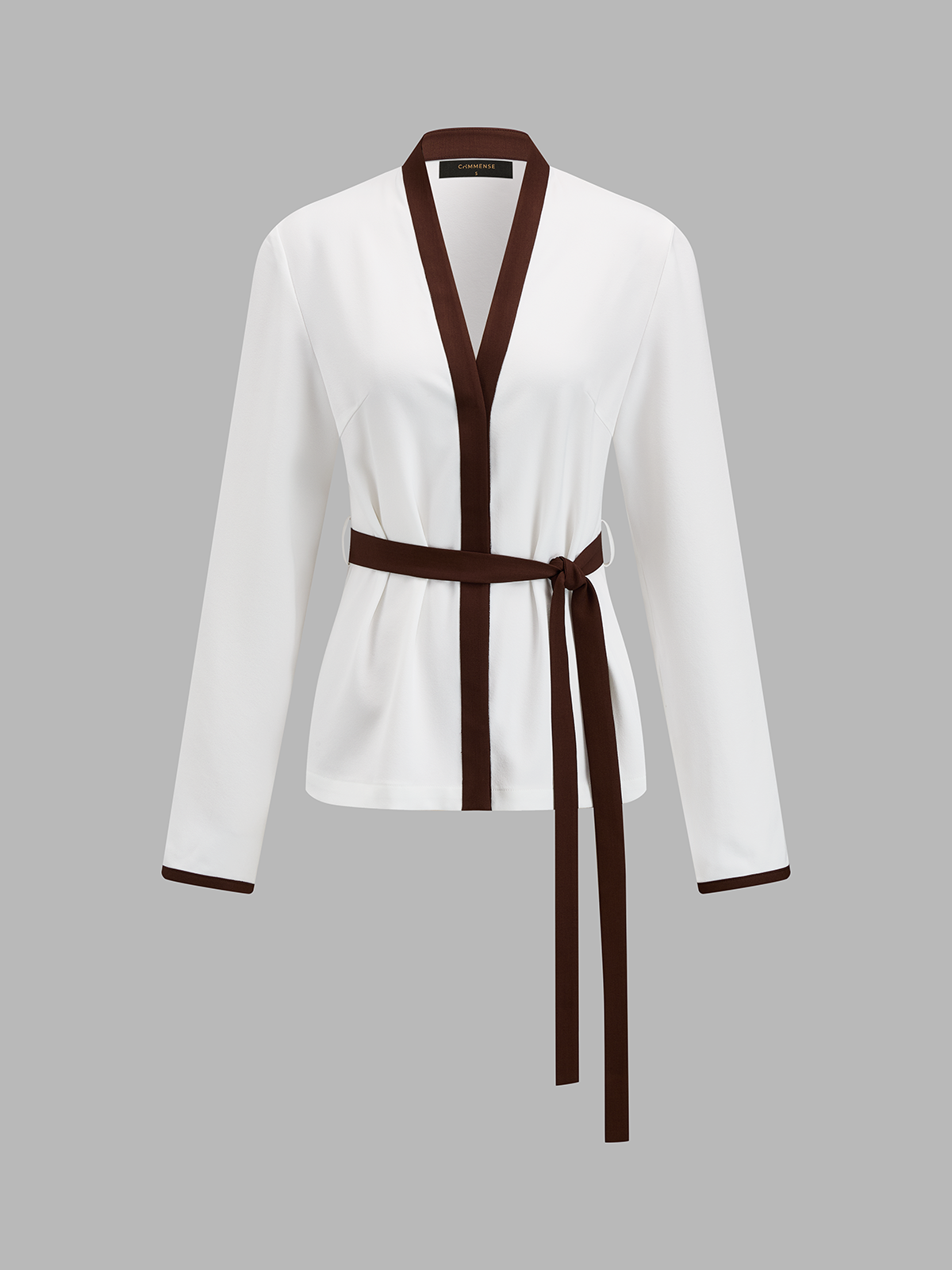 Contrast Trim Belted Two Piece Pants Set with Stylish Modern Design