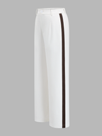 Contrast Trim Belted Two Piece Pants Set with Stylish Modern Design