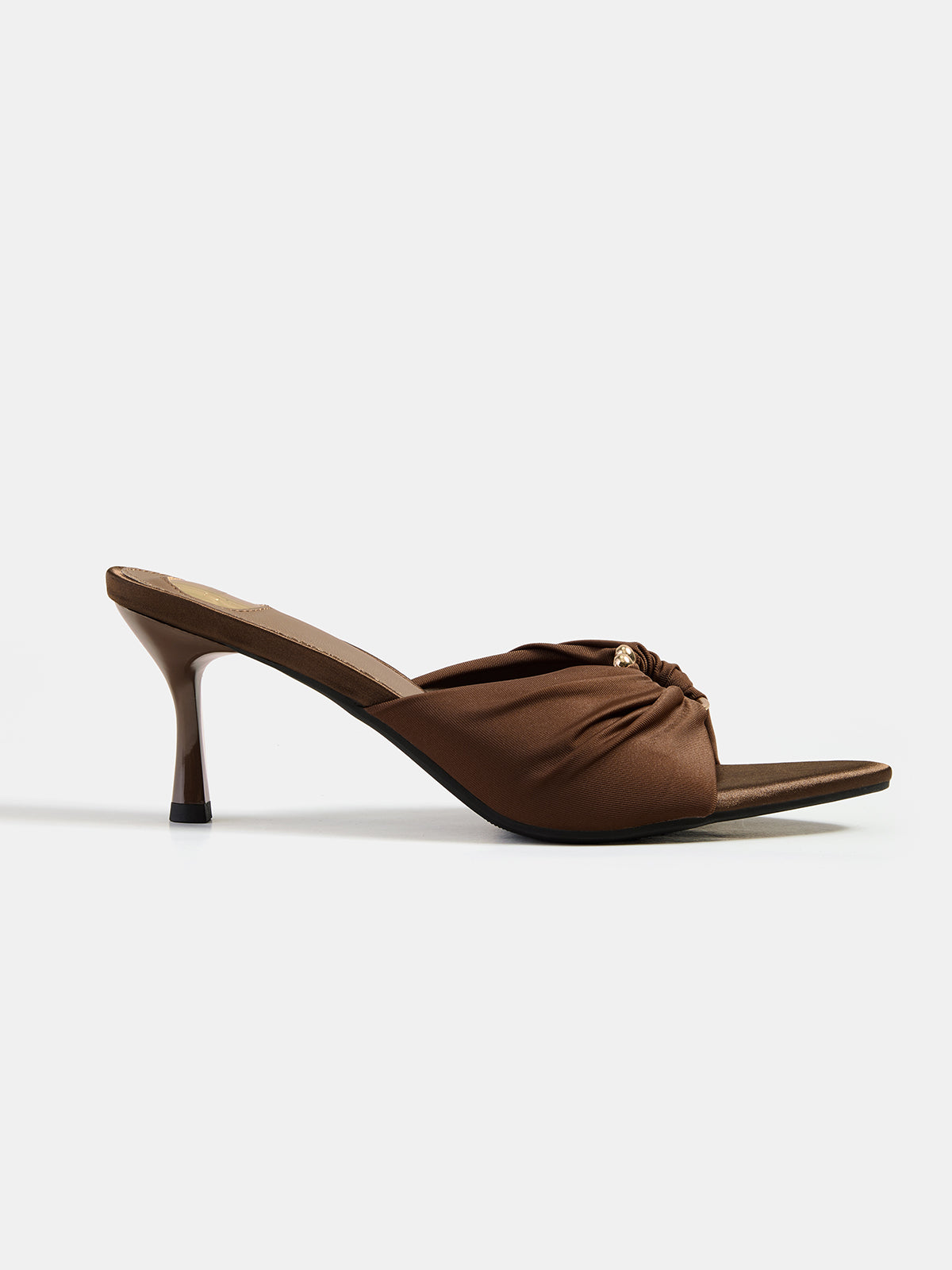 Metal Decor Pointed Toe Heeled Mules Elegant Stiletto Slip-On Footwear