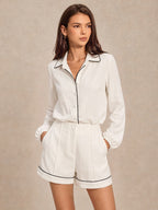 Contrast Piping Two Piece Lounge Workout Shorts Set
