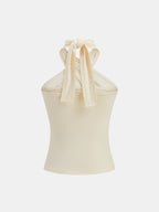 Cross Tie Halter Slim Top with Adjustable Neck Strap