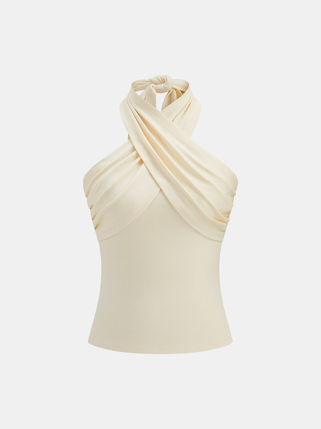 Cross Tie Halter Slim Top with Adjustable Neck Strap