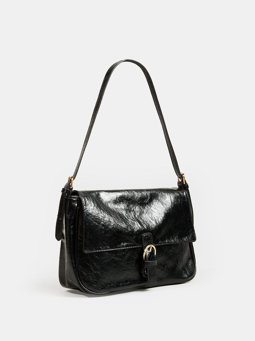Vintage Buckle Flap Shoulder Bag Classic Retro Style Leather