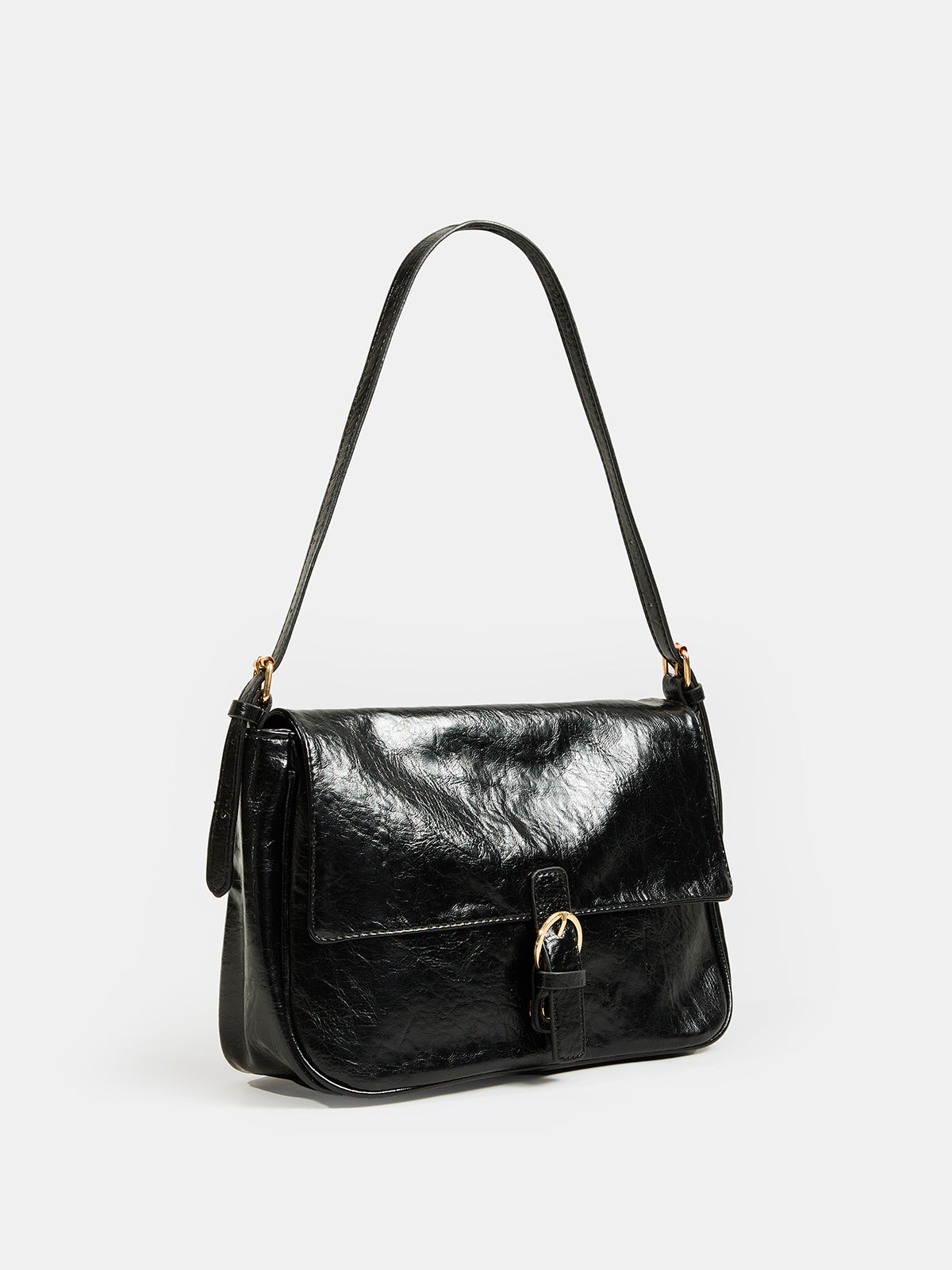 Vintage Buckle Flap Shoulder Bag Classic Retro Style Leather