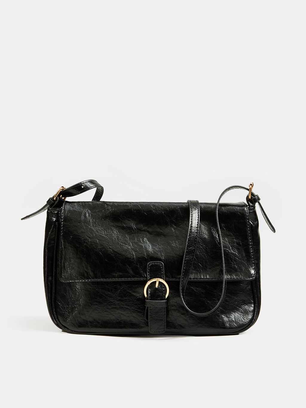 Vintage Buckle Flap Shoulder Bag Classic Retro Style Leather