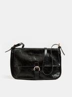 Vintage Buckle Flap Shoulder Bag Classic Retro Style Leather