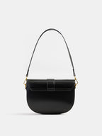Metal Buckle Saddle Shoulder Bag with Adjustable Strap for Women