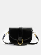 Metal Buckle Saddle Shoulder Bag with Adjustable Strap for Women