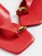 Square Toe Metal Decor Thong Sandals with Adjustable Straps for Women
