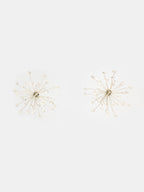 Silver Fireworks Clear Bead Stud Earrings with Elegant Rhinestone Accents