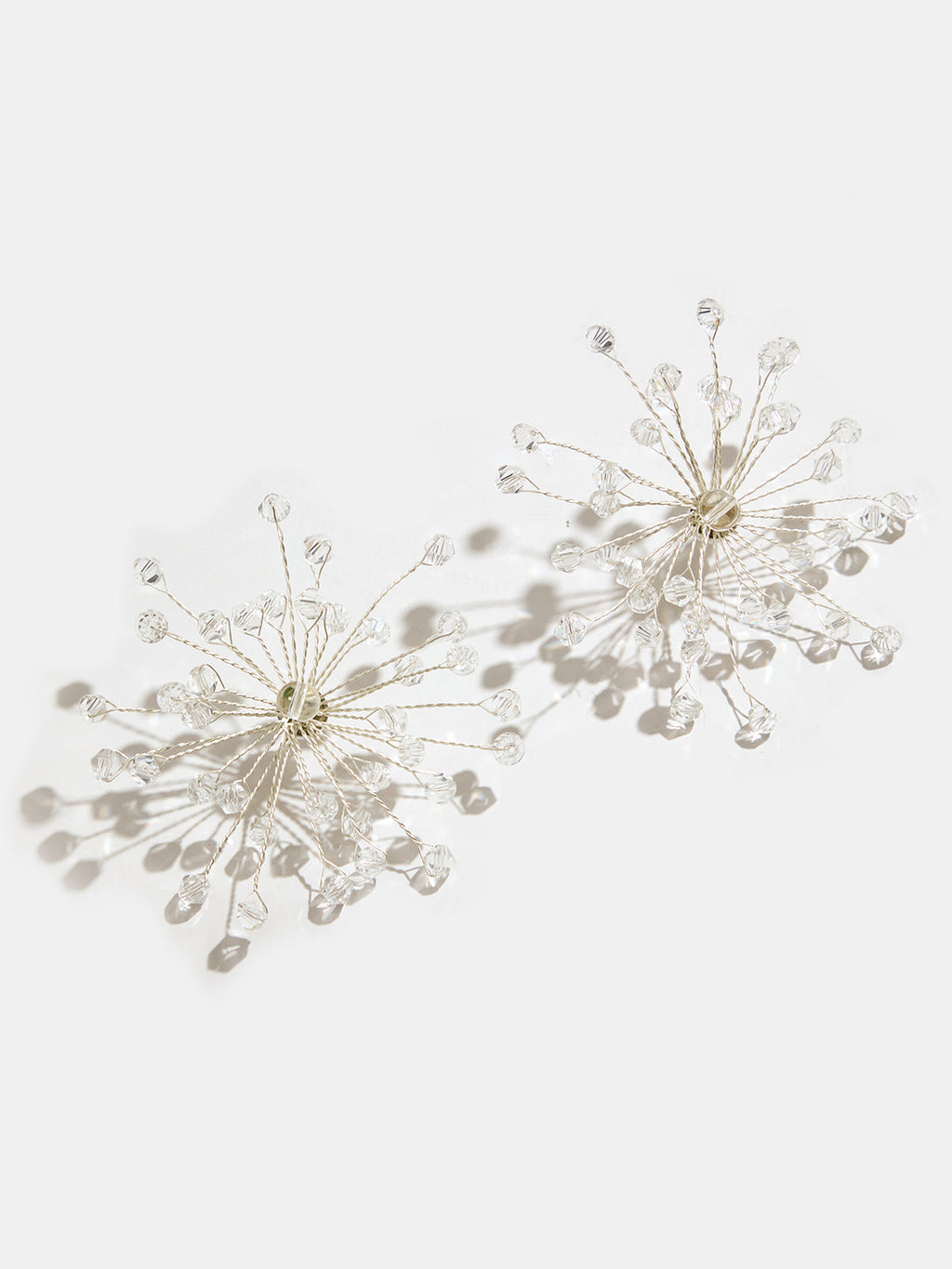 Silver Fireworks Clear Bead Stud Earrings with Elegant Rhinestone Accents