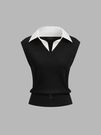Contrast Collar Knit Vest for Men Casual Layering