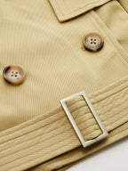 Cape Overlay Belted Trench Top with Adjustable Waistband