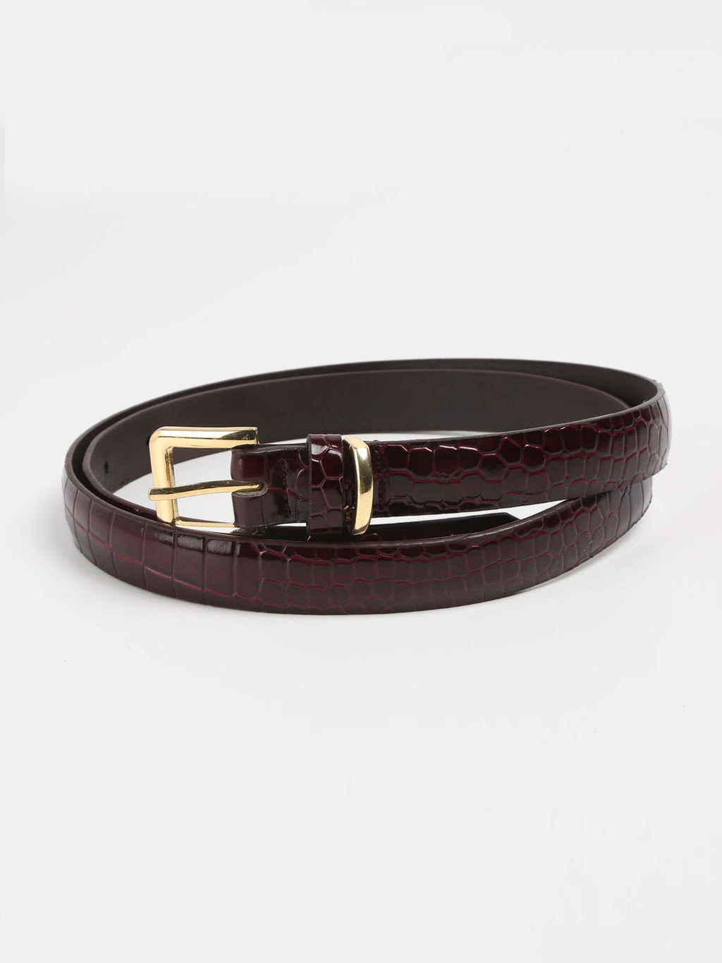Metal Buckle Crocodile Embossed Belt Durable Leather Adjustable Waist Unisex