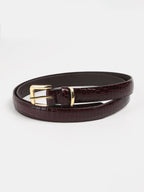 Metal Buckle Crocodile Embossed Belt Durable Leather Adjustable Waist Unisex