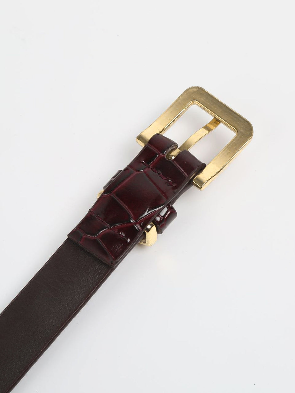 Metal Buckle Crocodile Embossed Belt Durable Leather Adjustable Waist Unisex