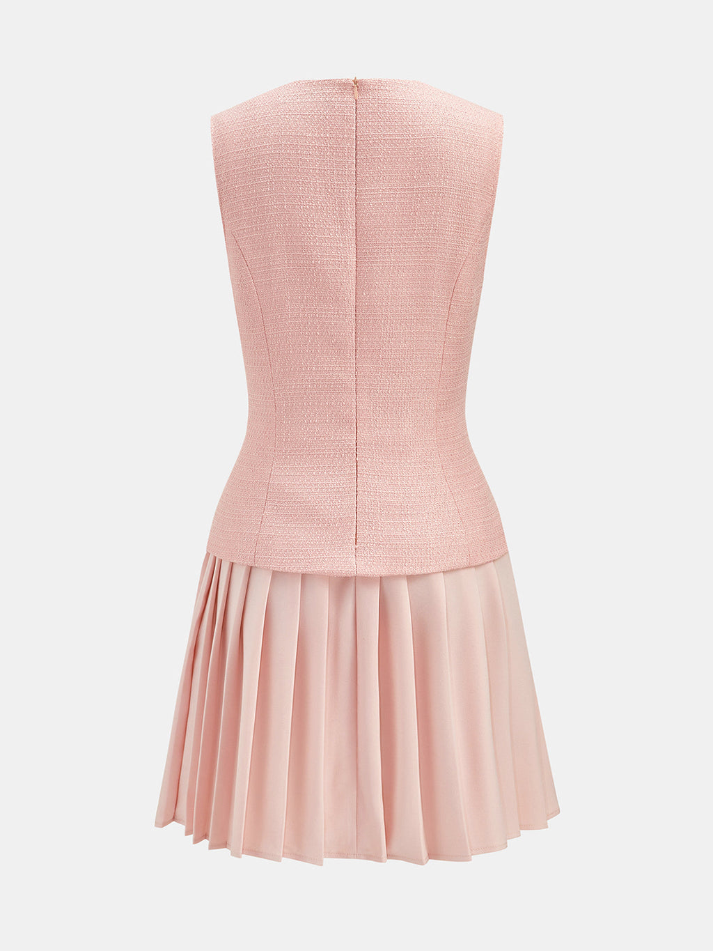 Tweed Sleeveless Pleated Mini Dress Women's Fashion Essentials