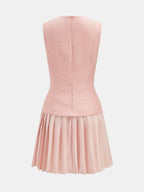 Tweed Sleeveless Pleated Mini Dress Women's Fashion Essentials