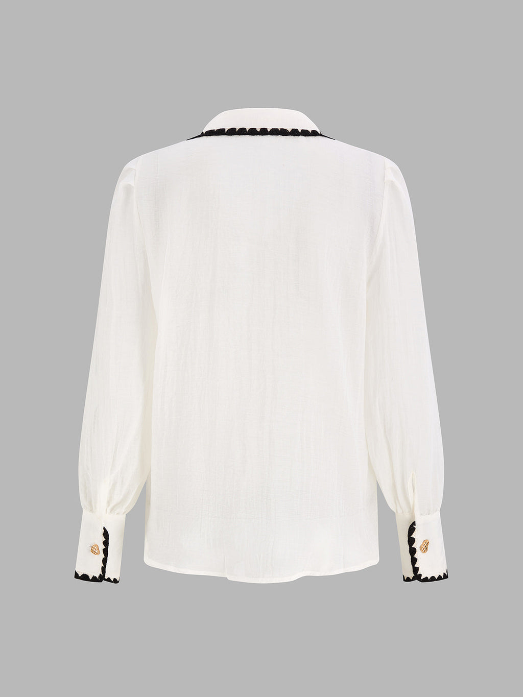 Scallop Edge Lapel Casual Blouse for Women Lightweight Comfort