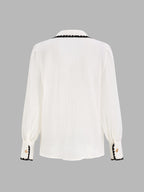 Scallop Edge Lapel Casual Blouse for Women Lightweight Comfort