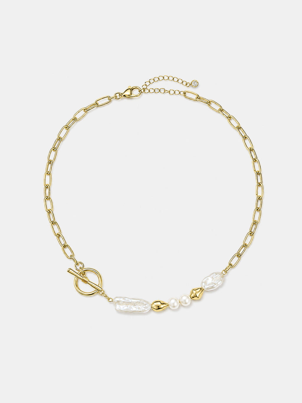 Baroque Pearl Paperclip Chain Necklace - Elegant Handcrafted Link Jewelry