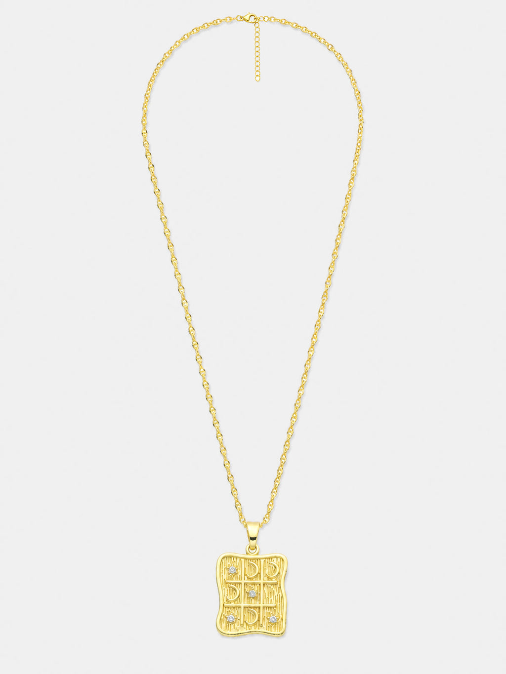 Star Moon Square Pendant Necklace with Celestial Charm Chain