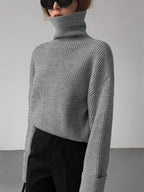 Turtleneck Ribbed Warm Sweater Cozy Winter Essential Pullover