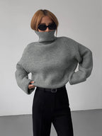 Turtleneck Ribbed Warm Sweater Cozy Winter Essential Pullover