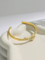 Snake Design Rhinestone Cuff Bangle Adjustable Elegant Bracelet