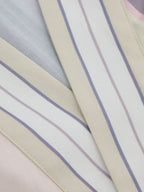Color Block Stripe Wrap Tie-Waist Blouse with V-Neck and Long Sleeves