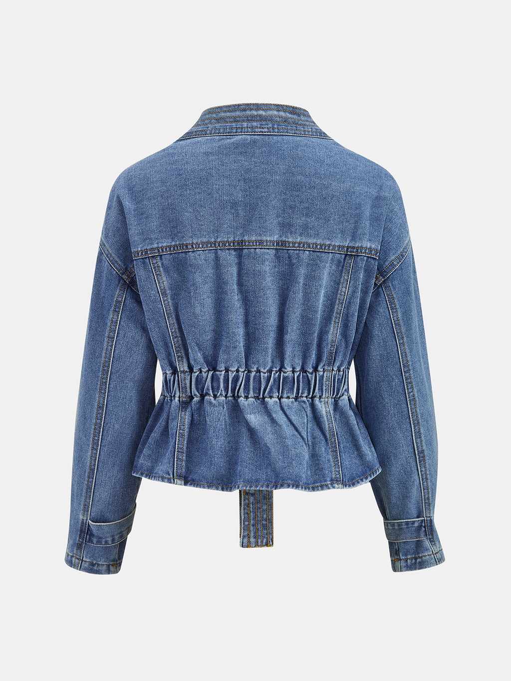 Studded Cinched Peplum Denim Jacket Women's Fashion Outerwear
