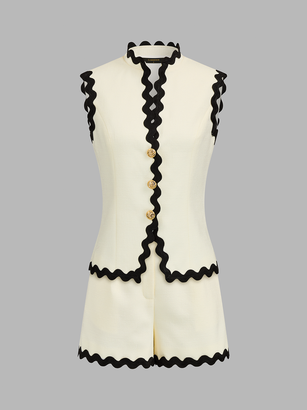 Scallop Trim Two Piece Shorts Set for Women Summer Casual