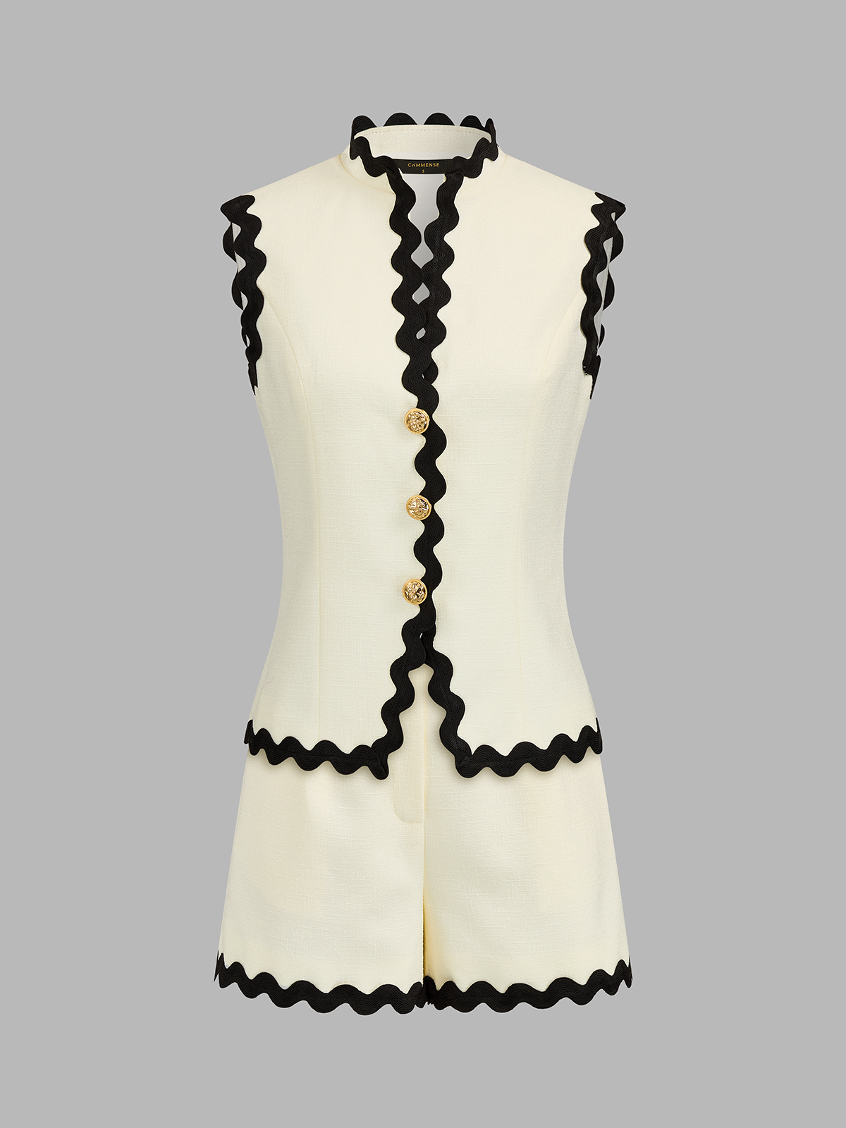 Scallop Trim Two Piece Shorts Set for Women Summer Casual