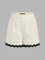 Scallop Trim Two Piece Shorts Set for Women Summer Casual
