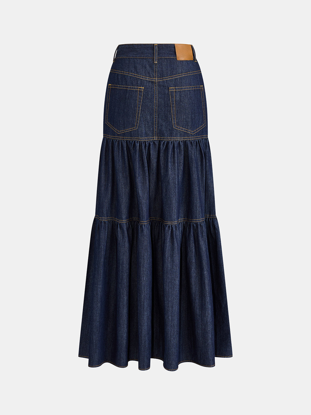 Layered Flowy Denim Maxi Skirt for Women Casual Style