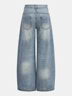 Heart Embellished High-Waist Wide Leg Denim Pants for Women