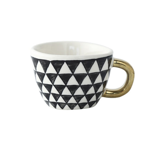 Koadclo | Abstract Geometric Pattern Cup with Gold Handle