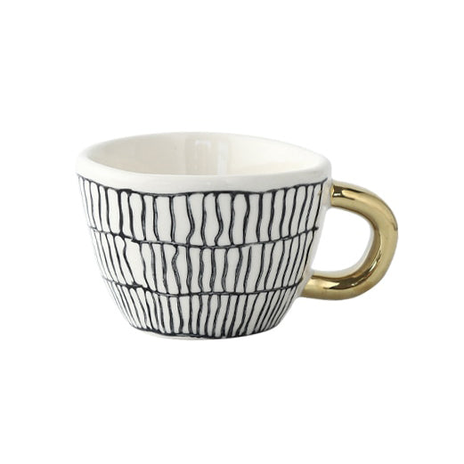 Koadclo | Abstract Geometric Pattern Cup with Gold Handle