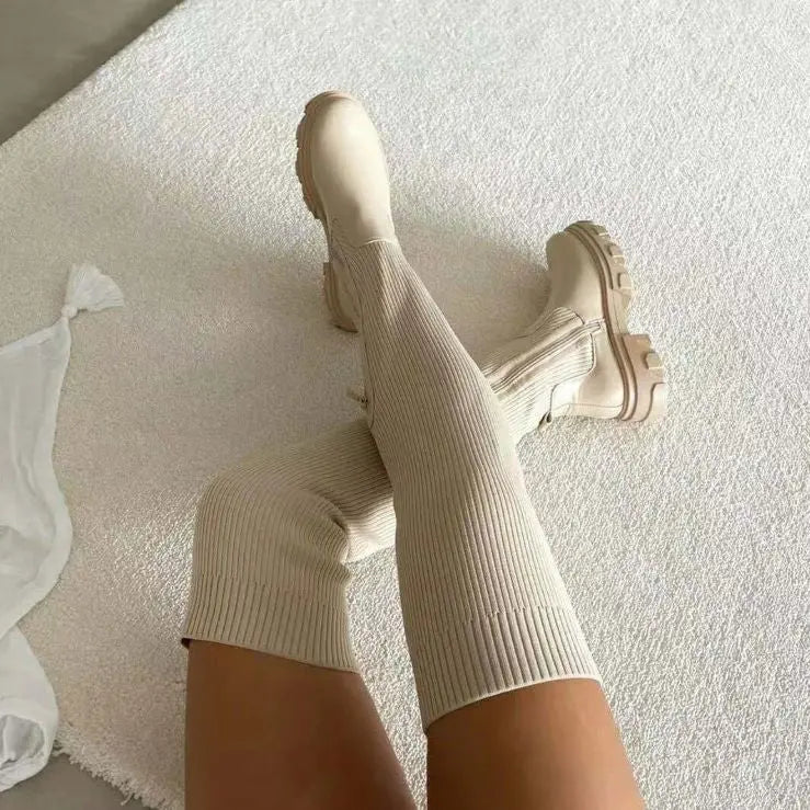 Chariza | Women’s Stretch Knit Heeled Boots
