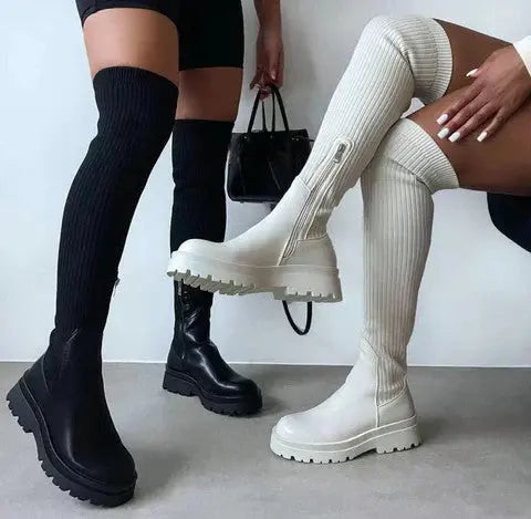 Chariza | Women’s Stretch Knit Heeled Boots